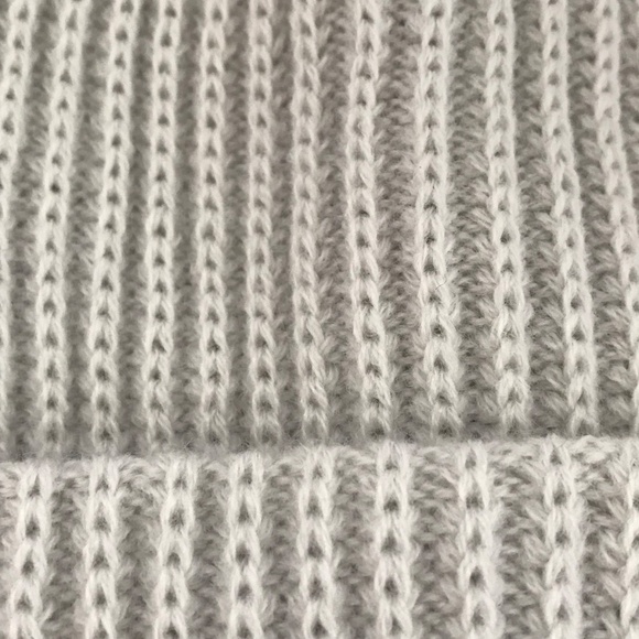 ANTHROPOLOGIE Beanie Hat Wellness Club Daily Practice Gray Embroidered Ribbed - Picture 5 of 13